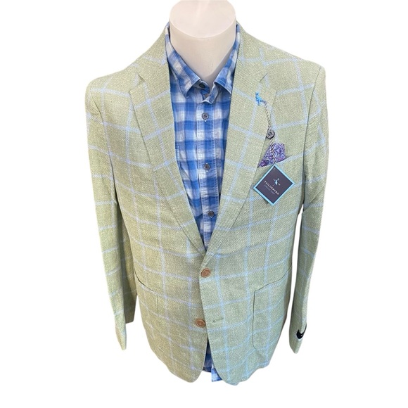New Tailorbyrd check pattern linen blend  2 button Sports coat men’s size 38R - Picture 1 of 9